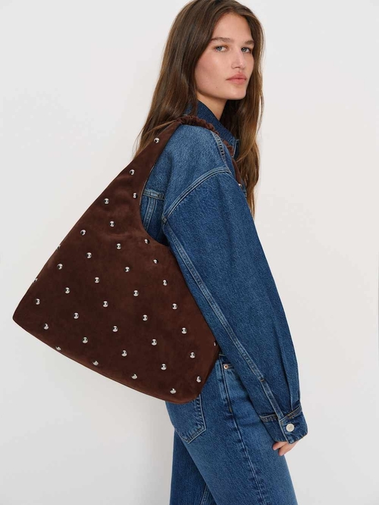 Reformation Handbags - Reformation brown Studded Suede Shoulder Bag - Women